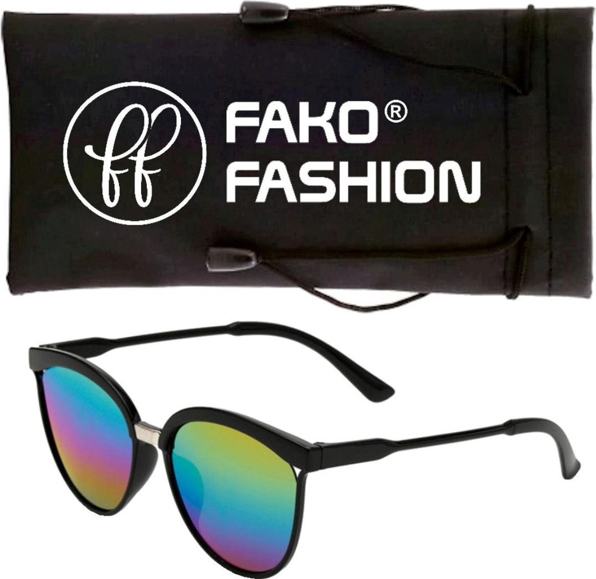 Fako Fashion® - Zonnebril - Clubby XL - Spiegel Regenboog