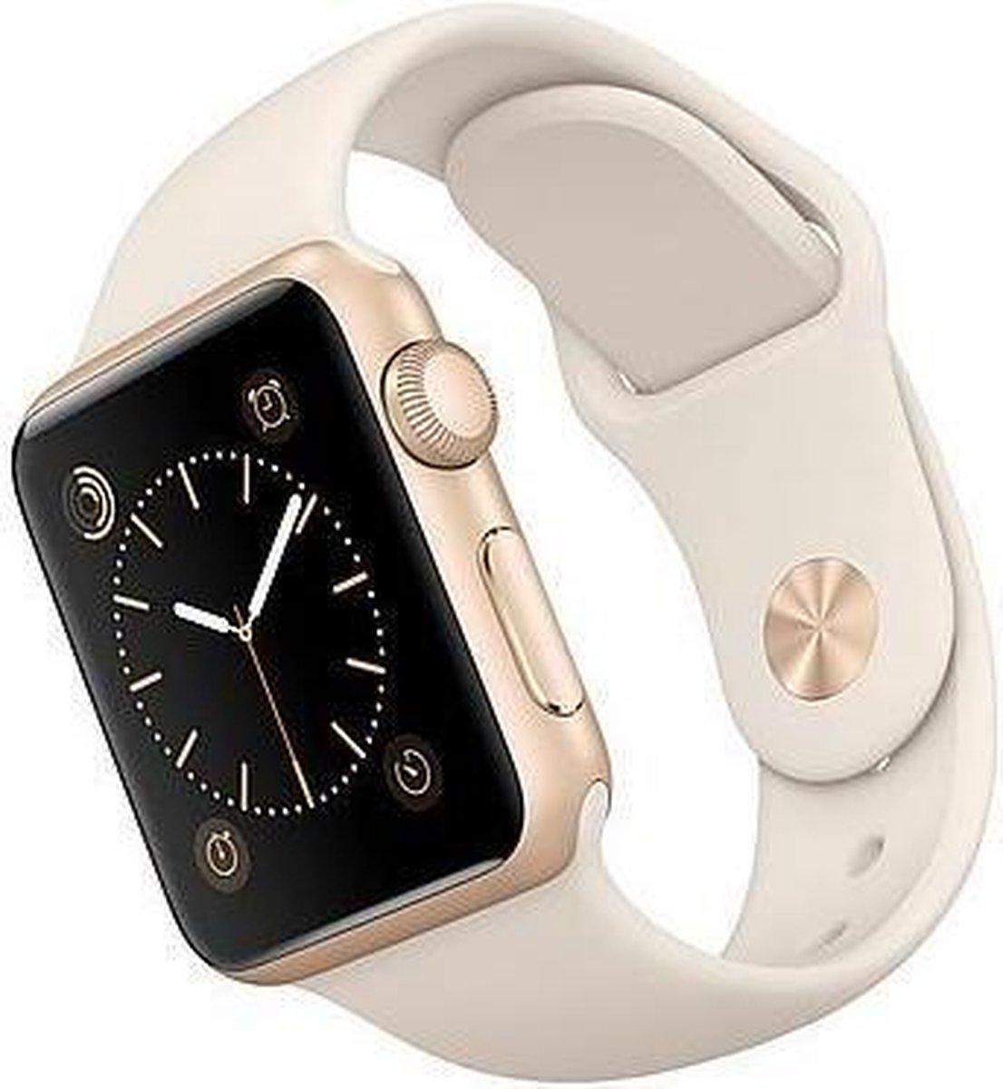 Apple Watch Sport Goud - 38 mm - Sportband Wit | bol.com