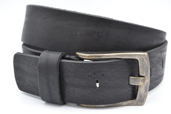 Heren riem van zwart Italiaans echt leder - 4cm brede casual herenriem met leuke details - Scotts Bluf