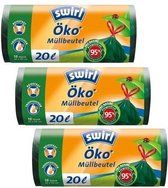 Swirl Eco* pedaalemmerzakken met trekband en gerecyclede materialen - 20ltr Multipack 3 rollen