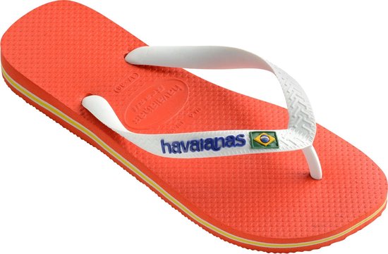 Havaianas Brasil - Slippers Volwassenen Oranje/Wit/Blauw - Maat 45/46 |  bol.com