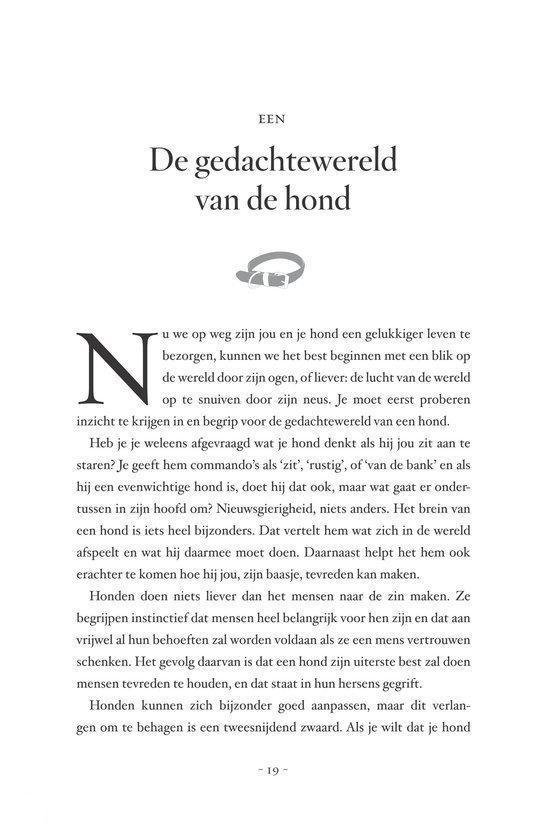 Pagina uit een boek met de titel 'Een gedachtewereld van de hond' en een afbeelding van een grijze cirkel.