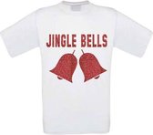 T-shirt Jingle bells glitter maat S wit
