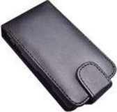 Lederen Bescherm Hoesje Back Cover HTC 7 Mozart Black (Flip Type)