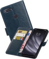 Zakelijke Book Case Telefoonhoesje - Portemonnee Hoesje - Pasjeshouder Wallet Case - Geschikt voor XiaoMi Mi 8 Lite - Blauw