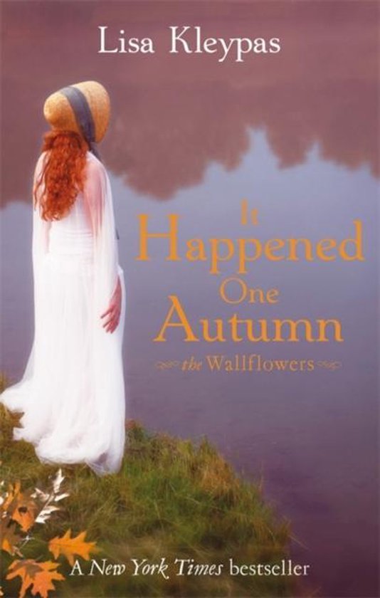 Couverture de livre : femme aux cheveux roux, vêtue d'une robe blanche, porte un chapeau de paille. Titre : It Happened One Autumn.