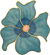 Behave®  Broche bloem blauw - emaille sierspeld -  sjaalspeld
