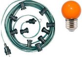 stagesupplies Lichtsnoer Prikkabel feestverlichting 30 meter + oranje LED lampen