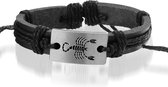 Bracelet Montebello Scorpion - Unisexe - Cuir - Métal - Horoscope - ∅20-23 cm