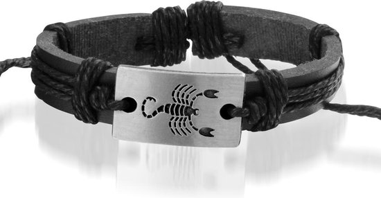 Montebello Armband Schorpioen - Leer - Metaal - Horoscoop - ∅20 - 23cm