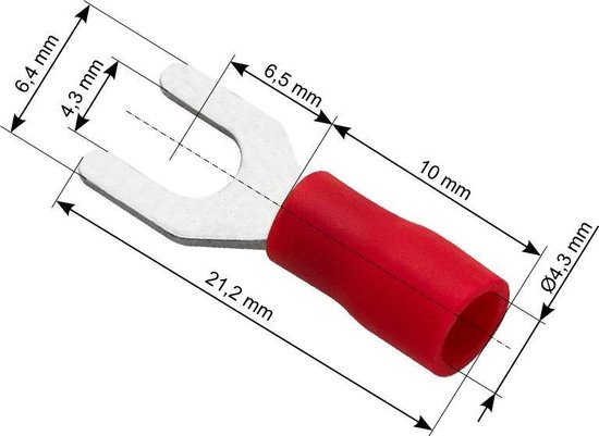 Vorkkabelschoen Rood 4.3-6.4 mm – Gat diameter 4,3 mm – M4 – 100 Stuks