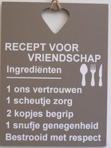 Tekstbord recept vriendschap bruin