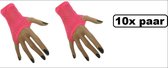 10x Paar Nethandschoen kort vingerloos fluor roze