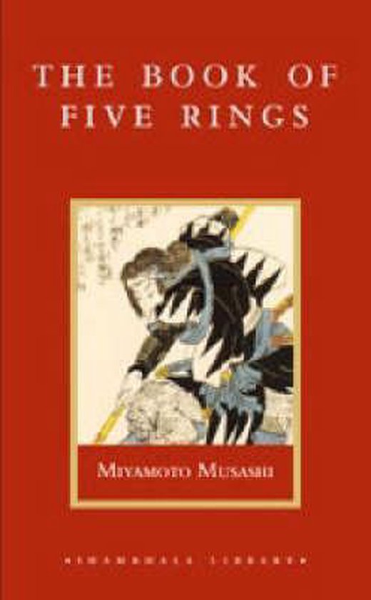 Livre "The Book of Five Rings" avec une image d'un samouraï en tenue traditionnelle.