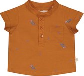 Smitten Organic - Tropisch Toekan Korte Mouwen Shirt - Beetle Brown - Maat 62