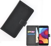 Zwart effen Wallet Bookcase Hoesje voor LG Q8