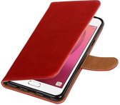 Pull Up TPU PU Leder Bookstyle Wallet Case Hoesjes voor Galaxy C7 Rood