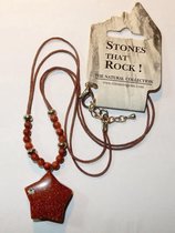 Prachtige Rock Stone hanger /collier van goudsteen rood