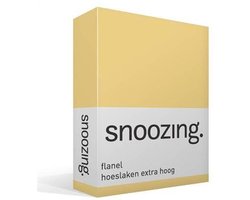 Snoozing - Flanel - Hoeslaken - Lits-jumeaux - Extra Hoog - 160x200 cm - Geel