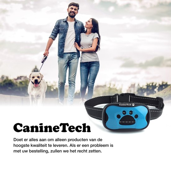 Antiblafband - Geen elektrische schok - Inclusief extra batterijen & plaatjes in 4 kleuren - Canine-Tech