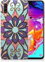 Geschikt voor Samsung Galaxy A70 TPU Siliconen Hoesje Design Purple Flower