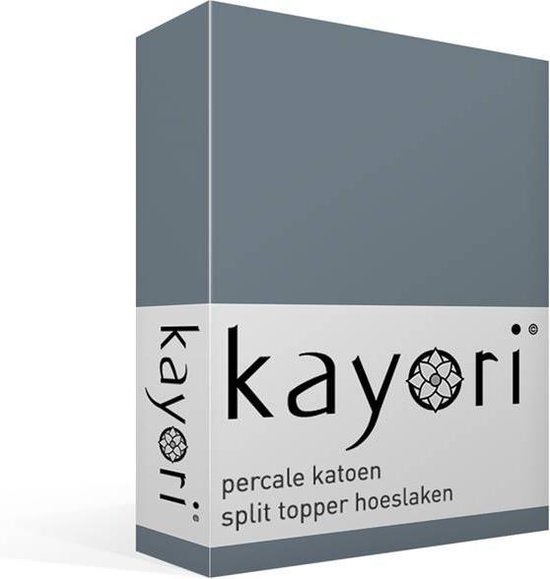 Kayori Shizu - Percale katoen - Split-topper - Hoeslaken - Tweepersoons - 160x200 cm - Donkerblauw