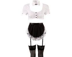 Cottelli Collection – Erotische Dienstmeisje Ouvert met Afneembare Bandjes voor de Spannende Rollen Spelen – Maat XL – Zwart