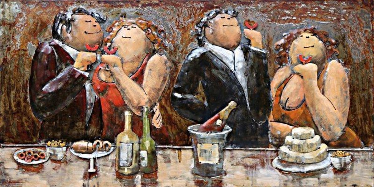 3D Schilderij Metaal - Dikke Dames Diner
