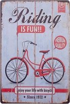 Riding fietsen  - Tekstbord - 20 x 30 cm - ijzer - natuur