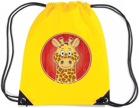 Giraffe rijgkoord rugtas / gymtas - geel - 11 liter - voor kinderen