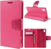 Goospery Sonata Leather case hoesje Sony Xperia Z5 Compact donker roze