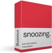 Snoozing - Hoeslaken - Double - 120x220 cm - Coton percale - Rouge