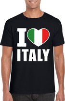 Zwart I love Italie fan shirt heren S