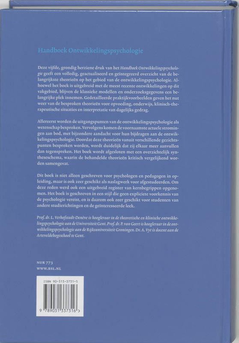 Handboek ontwikkelingspsychologie - back cover