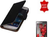 MP Case Washed Leer Bookstyle Hoes voor LG L7 II P710 Donker Blauw