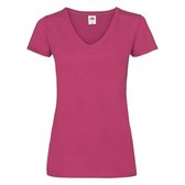 Basic V-hals t-shirt katoen roze voor dames - Dameskleding t-shirt roze S (36)