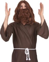 Vegaoo - Jezus pruik en baard voor mannen - Bruin - One Size