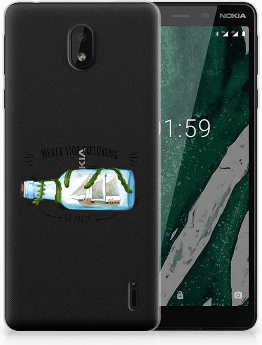 Back Cover voor Nokia 1 Plus Telefoonhoesje met Naam Boho Bottle