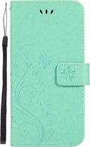 Shop4 - Samsung Galaxy S10e Hoesje - Wallet Case Vlinder Patroon Mint Groen