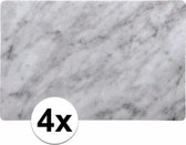 4x Placemat marmer grijs kunststof 43 x 28 cm - Onderlegger marmerprint tafeldecoratie
