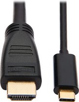 Tripp-Lite U444-015-H4K6BM USB-C to HDMI Adapter Cable (M/M) - 3.1, Gen 1, Thunderbolt 3, 4K @ 60 Hz, Converter in Middle of Cable, Black, 15 ft. TrippLite