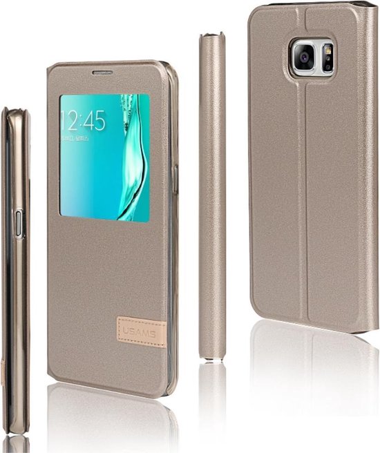 Boom Perforatie voorraad Samsung Galaxy S6 Edge Plus Hoesje Goud met Venster,G928f | bol.com