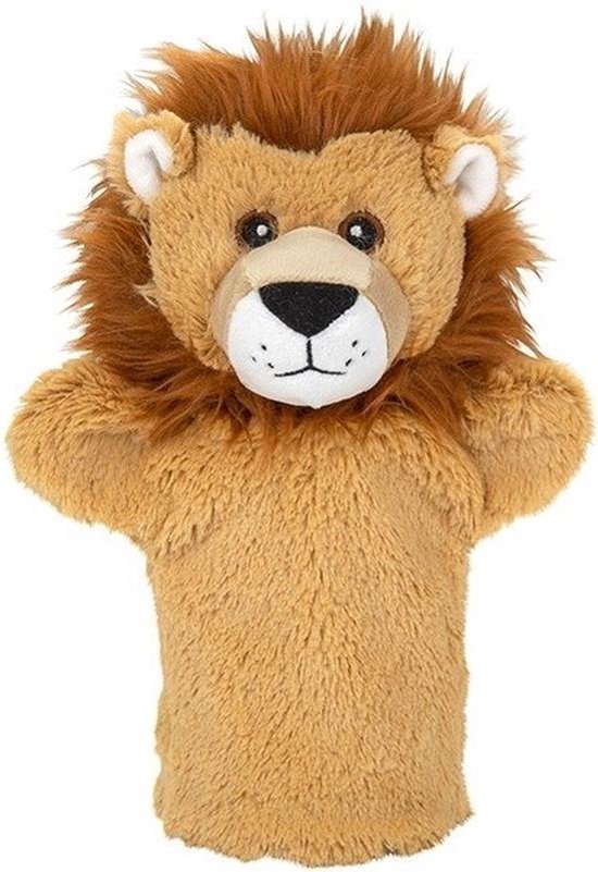 Pluche bruine leeuw handpop knuffel 24 cm - Leeuwen wilde dieren knuffels  -... | bol.com