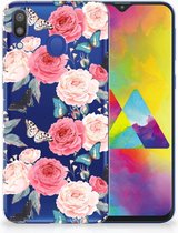 Coque Smartphone pour Samsung Galaxy M20 (Power) Coque Roses Papillon