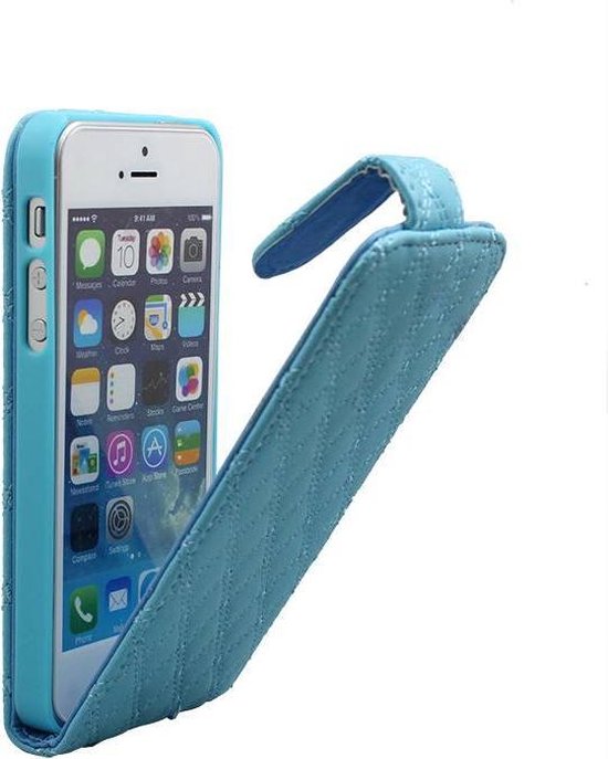 namens Verstelbaar Geliefde Lederen Flip Case iPhone 5/5S Klaphoesje ruitjesmotief Blauw | bol.com