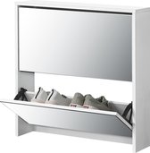 Schoenenkast met spiegels 2 vouwdeuren - wit