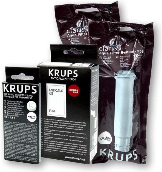 2X Filtre à eau Krups F088 - 1x Détartrant Krups F054 - 1X Tablette de  nettoyage Krups