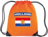 Oranje nylon rijgkoord rugzak/ sporttas Holland vlag