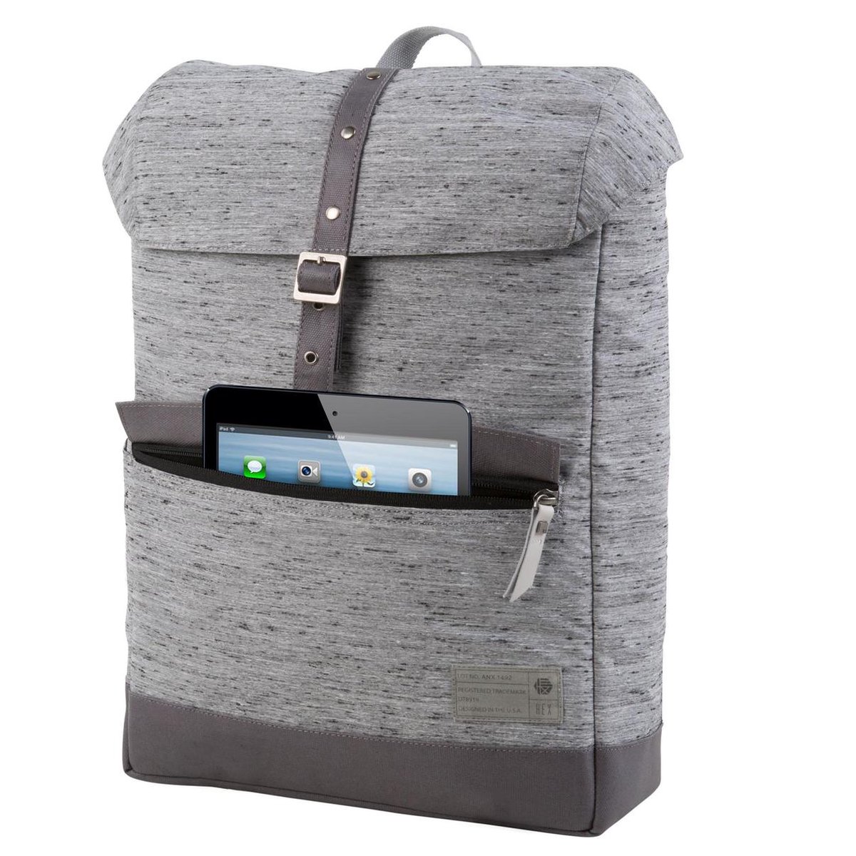 HEX Alliance Backpack / Rugzak - Grey Slub - Inhoud: 15,3 Liter - Voorzien van laptopvak