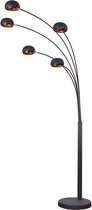 Cannes Industrieel Design Vloerlamp E14 Fitting - 5-Lichts - 208x25 cm - Goud / Zwart